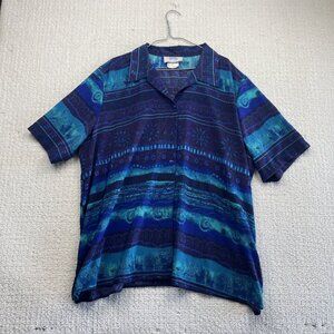 VTG 90s PS Career Floral Button Up Shirt Wom 26  Abstract Coastal Canada Made